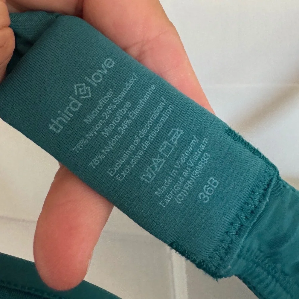 Thirdlove teal green bra size 36B